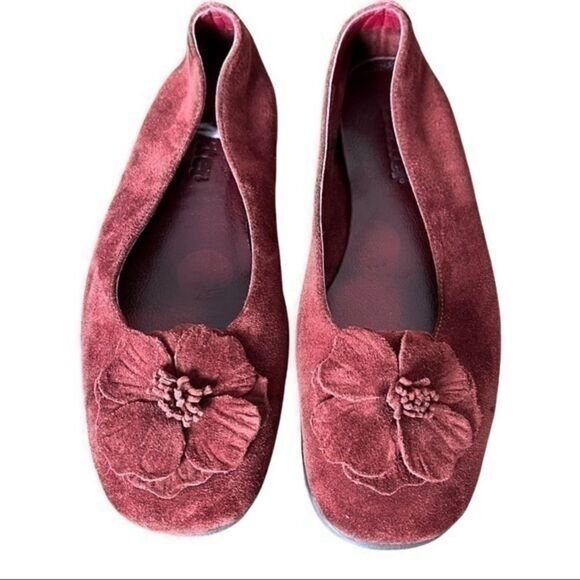 Dexter Red Leather Suede Flats Slip On Round Toe Comfort Shoes Women Size 6 - Picture 2 of 7